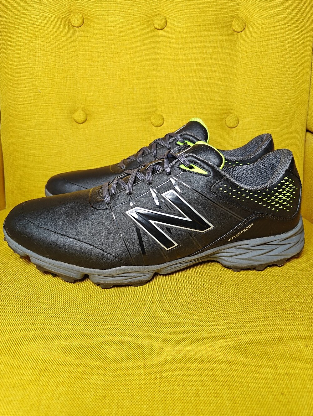 New Balance NBG2004 Waterproof Black/Lime Golf Soft Spike Men's Shoe Size 15